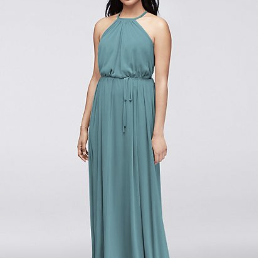 David's bridal soft mesh halter bridesmaid dress